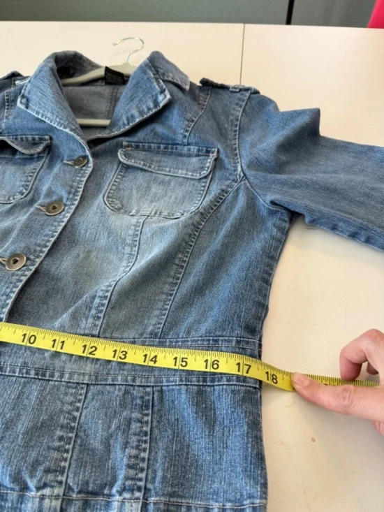 French Cuff | Vintage-Style Tailored Denim Jacket - Large - Picture 5 of 6